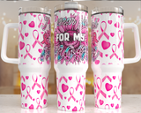 Insulated 40 oz Cancer Awareness Coffee Tumbler with Straw